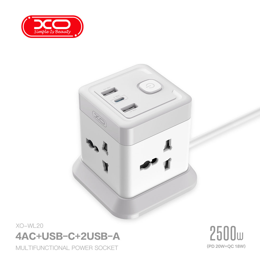 XO 多孔转换插头带4个插口 两个USB和一个Type-C接口 1月预售