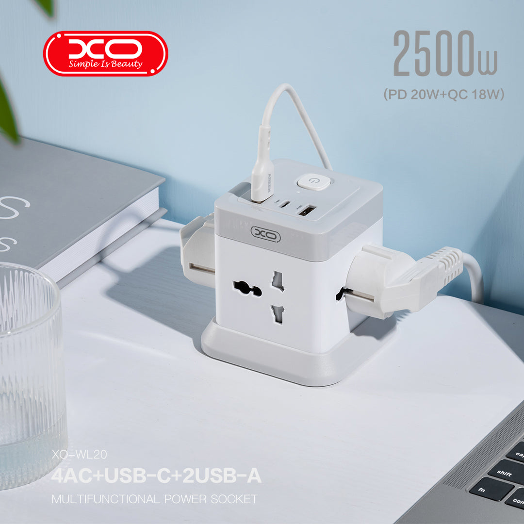 XO 多孔转换插头带4个插口 两个USB和一个Type-C接口 1月预售