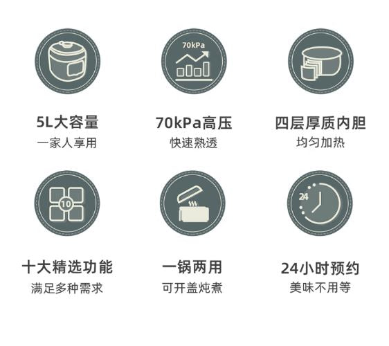 小熊(Bear)5升电压力锅 电饭煲 煲汤双胆 YLB-A50P1(米白色)1月预售