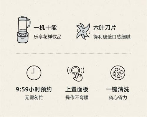 小熊(Bear)破壁机 1.5升家用降噪预约加热豆浆机 PBJ-B08L1