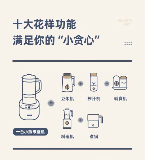 小熊(Bear) 多功能1.5升 破壁机PBJ-D08C6 强力破壁不留渣