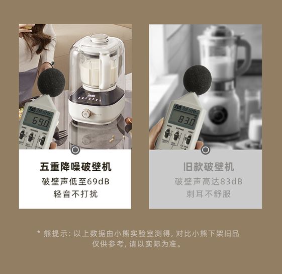 小熊(Bear) 1升豆浆机破壁机7大功能3小时自动保温带静音罩 PBJ-B06K8