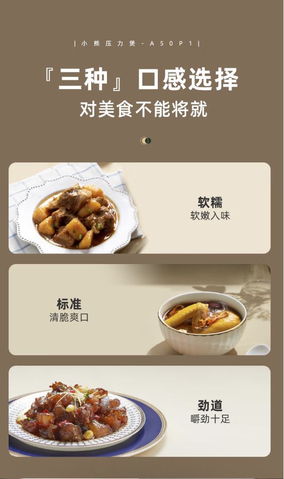 小熊(Bear)5升电压力锅 电饭煲 煲汤双胆 YLB-A50P1(米白色)1月预售