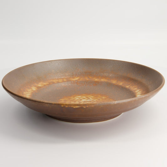Minoyaki Corrosion Red Plate 红色陶瓷深盘