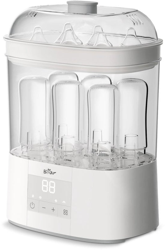 Bear XDG-B05V1 奶瓶消毒烘干机，双层大容量电动蒸汽奶瓶消毒器，快速清洁烘干所有奶瓶及配件，省时设计