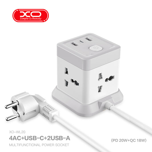 XO 多孔转换插头带4个插口 两个USB和一个Type-C接口 12月预售